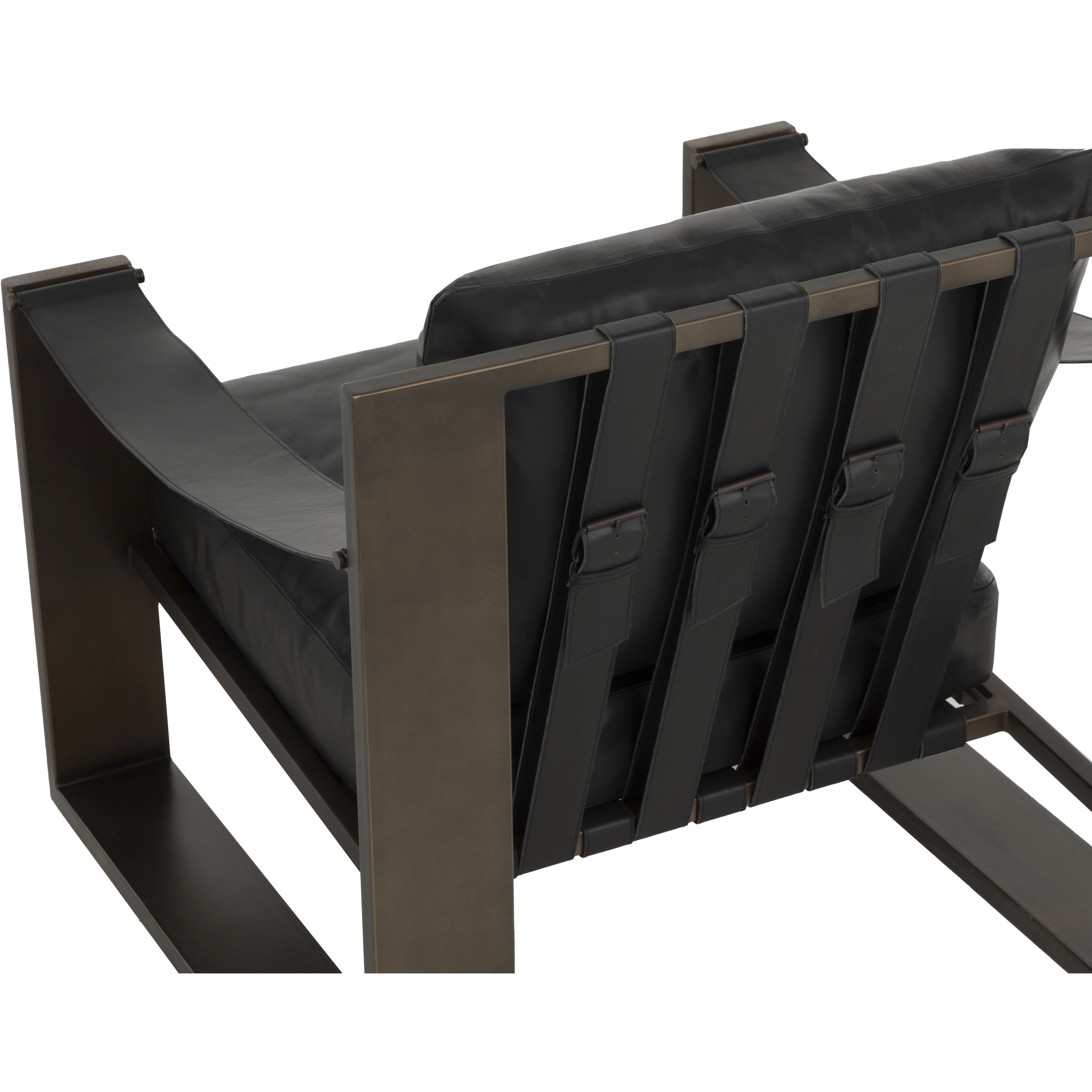 Berke Antique Bronze / Charcoal Black Leather Lounge Chair